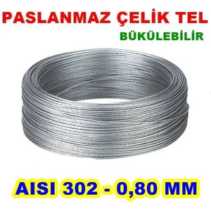 Paslanmaz Çelik Tel 5 Metre x 2 Adet Toplam 10 Metre Ebat Seç Yaylık Tel