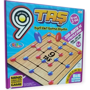 Ahşap 9 Taş 3 Taş Strateji Oyunu - 2 Oyun Bir Arada