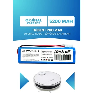 Trident Pro Max Uyumlu Batarya (ORJİNAL KAPASİTE) 5200mah Pil Robot Süpürge Bataryası Değişimi