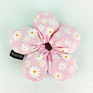 El Yapımı Papatya Desenli Pofuduk Scrunchie Toka - Pembe