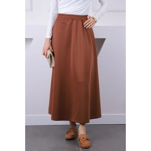 İmaj Butik Kahverengi Bel Lastikli Scuba Puf Etek