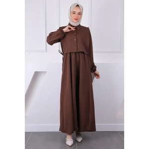 İmaj Butik Lacivert Gömlek Süveterli Elbise Kombin Takım