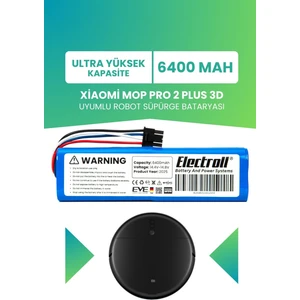 Xiaomi Mop Pro 2 Plus 3D STYTJO2ZHM Uyumlu Batarya (ULTRA YÜKSEK KAPASİTE) 6400MAH Pil Robot Süpürge Pili