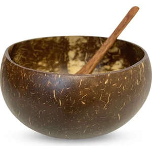 Coconut Products Jumbo Boy Hindistan Cevizi Kase, Kaşık Ve Kase Altlığı - Bowl Kasesi - Bowl Kaşığı - Coconut Bowl