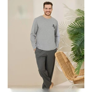 Erkek Pamuklu Bisiklet Yaka Uzun Kol Ince Pijama Takımı 6150/11 - 1 Adet