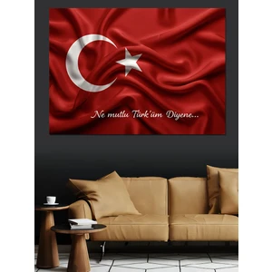 Dalgalanan Türk Bayrağı Dekoratif Kanvas - Mdf Ahşap Tablo