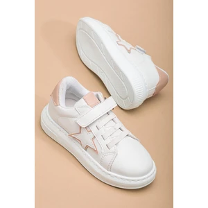 Kız Çocuk Spor Ayakkabı Pudra Cırtlı Yıldız Model Dikişli Taban