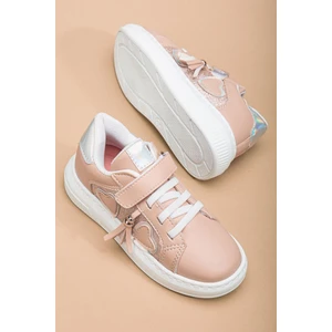Kız Çocuk Spor Ayakkabı Pudra Yan Püskül Dikişli Taban