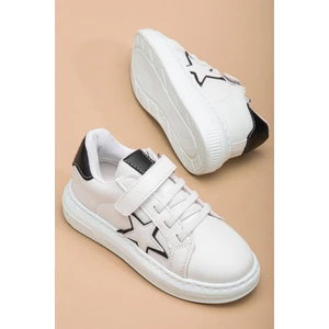 Erkek Çocuk Spor Ayakkabı Beyaz Cırtlı Yıldız Model Dikişli Taban