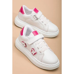 Kız Çocuk Spor Ayakkabı Fuşya Kelebek Model Dikişli Taban