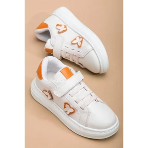 Kız Çocuk Spor Ayakkabı Turuncu Kelebek Model Dikişli Taban