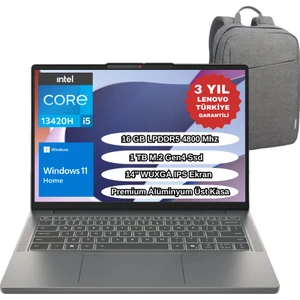 Ip Slim 3 14IRH10 I5-13420H 16GB 1tb SSD 14" Wuxga Windows 11 Home 83K00028TR Taşınabilir Bilgisayar - Lenovo Çanta Wz3