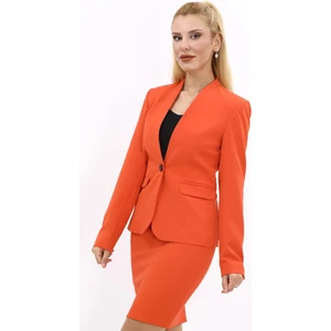 Tek Düğmeli Klasik Ceket-Turuncu