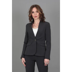 Tek Düğmeli Klasik Ceket-Füme