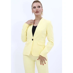 Tek Düğmeli Klasik Ceket-Sarı