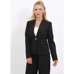 Tek Düğmeli Klasik Ceket-Siyah