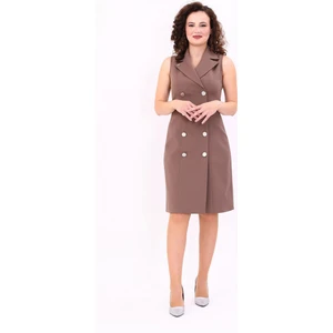 Erkek Yaka Kuruvaze Elbise-Kahve