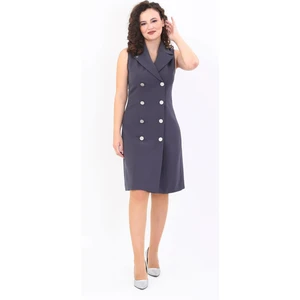 Erkek Yaka Kuruvaze Elbise-Füme