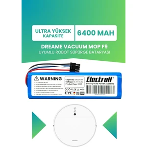 Dreame Vacuum Mop F9 Uyumlu Batarya (ULTRA YÜKSEK KAPASİTE) 6400mah Pil Robot Süpürge Batarya Değişimi