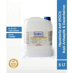 ® 5 Lt Antiseptik & Dezenfektan | Hocl Bazlı (Hipokloröz Asit) | El, Cilt ve Yarabakım