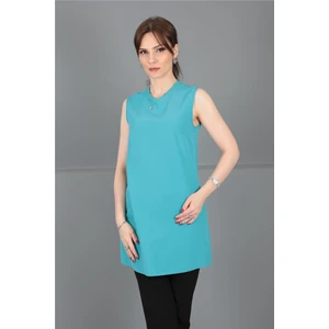 Önder Özsoy Sıfır Yaka Kolsuz Bluz-Turkuaz