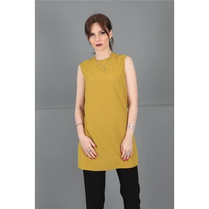 Önder Özsoy Sıfır Yaka Kolsuz Bluz-Fıstık