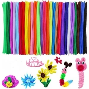 Renkli Şönil, 60 Adet, Tüylü Tel, 30 Cm, Eğitici Şönil Seti, Peluş Tel