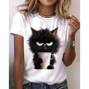 Panda Baskı Tekstil Angry Cat Baskılı Özel Tasarım Oversize Tshirt