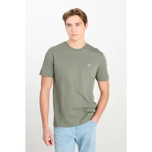 Regular Fit Normal Kesim Bisiklet Yaka Pamuklu Haki Tişört