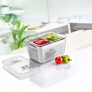 Arar Home 3'lü 9 Litre Süzgeçli Bölmeli Organizer Buzdolabı Hava Geçirmez Saklama Kabı