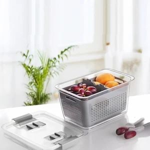 Arar Home 3'lü 5 Litre Süzgeçli Bölmeli Organizer Buzdolabı Hava Geçirmez Saklama Kabı