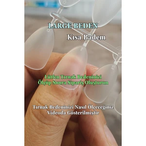 Easy Beauty 100 Adet LARGE Beden BADEM KISA Takma Tırnak Seti. Özel Kutuda ve Yapıştırıcı Hediyeli