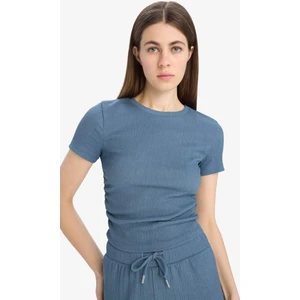 Slim Fit Dar Kesim Bisiklet Yaka Bürümcük Kısa Kollu Tişört E0991AX25SP