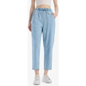 Pull On Paperbag Yüksek Bel Düz Paça Uzun Yumuşak Jean Pantolon E0733AX25SM