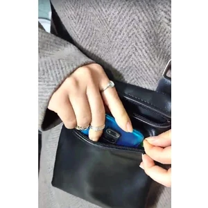 Ayarlanabilir Boyun Askılı Fermuarlı Çift Cepli Telefonluk Deri Çanta 21X16CM Güvenli Para Cüzdanı