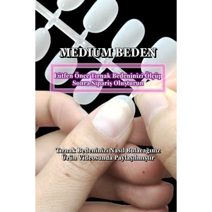 Easy Beauty 100 Adet Jel Tips MEDIUM Beden YUVARLAK KISA Takma Tırnak Seti. Özel Kutuda. Yapıştırıcı Hediyeli