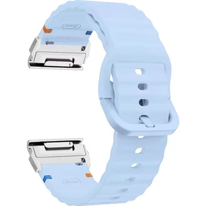 Garmin Fenix 8 51MM / Enduro 3 / Enduro 2 Hızlı Bırakma Dalgalı Doku Silikon Kayış Gümüş Konnektörlü (Yurt Dışından)