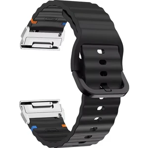 Garmin Fenix 8 51MM / Enduro 3 / Enduro 2 Hızlı Bırakma Dalgalı Doku Silikon Kayış Gümüş Konnektörlü (Yurt Dışından)