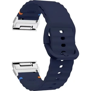 Garmin Fenix 8 51MM / Enduro 3 / Enduro 2 Hızlı Bırakma Dalgalı Doku Silikon Kayış Gümüş Konnektörlü (Yurt Dışından)