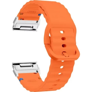 Garmin Fenix 8 51MM / Enduro 3 / Enduro 2 Hızlı Bırakma Dalgalı Doku Silikon Kayış Gümüş Konnektörlü (Yurt Dışından)