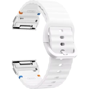 Garmin Fenix 8 51MM / Enduro 3 / Enduro 2 Hızlı Bırakma Dalgalı Doku Silikon Kayış Gümüş Konnektörlü (Yurt Dışından)