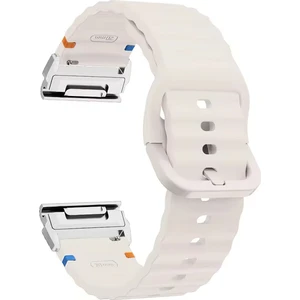 Garmin Fenix 8 51MM / Enduro 3 / Enduro 2 Hızlı Bırakma Dalgalı Doku Silikon Kayış Gümüş Konnektörlü (Yurt Dışından)