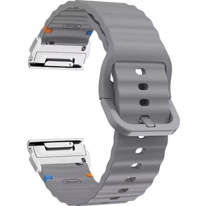 Garmin Fenix 8 51MM / Enduro 3 / Enduro 2 Hızlı Bırakma Dalgalı Doku Silikon Kayış Gümüş Konnektörlü (Yurt Dışından)