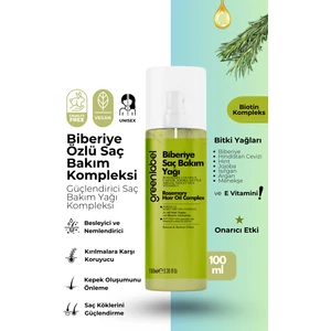 Green Label Biberiye, Hindistan Cevizi, Argan Ve Isırgan Yağı İle Zenginleştirilmiş Biberiye Saç Bakım Yağı 100 Ml