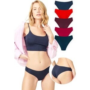 Basic Iz Yapmayan Lazer Kesim Kadın Bikini Külot 5'li Paket - 2