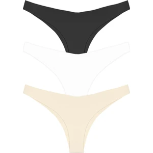Basic Iz Yapmayan Lazer Kesim Kadın Bikini Külot 3'lü Paket - 4