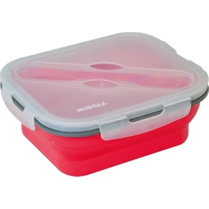 Campout Silikon Katlanabilir Tek Gözlü Yemek Seti Kırmızı