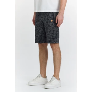 Erkek Polycotton Baskılı Şort Siyah 6047-S