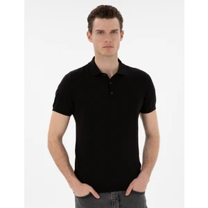 Pierre Cardin Erkek Siyah Slim Fit Düğmeli Polo Yaka Triko Tişört 50307320-VR046