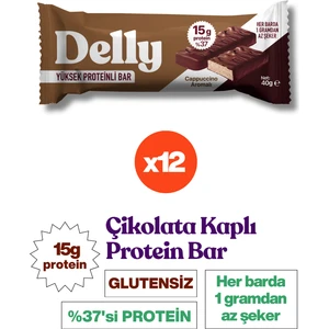 Cappuccino Aromalı, Çikolata Kaplı, Yüksek Protein Bar 40G